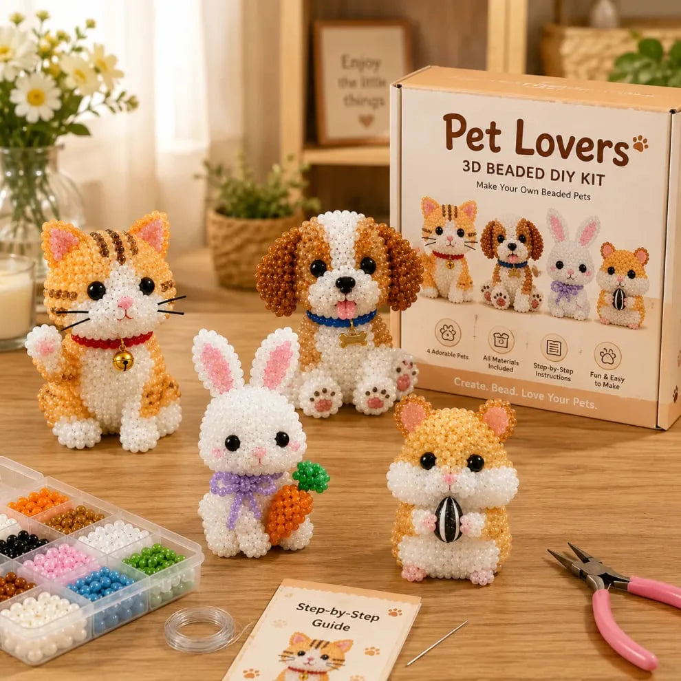 🧶🐾 Bébi állatos 3D gyöngy kézműves szett, kreatív alkotáshoz! ✨