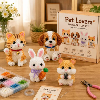 🧶🐾 Bébi állatos 3D gyöngy kézműves szett, kreatív alkotáshoz! ✨