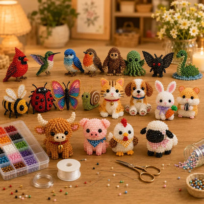 🧶🐾 Bébi állatos 3D gyöngy kézműves szett, kreatív alkotáshoz! ✨