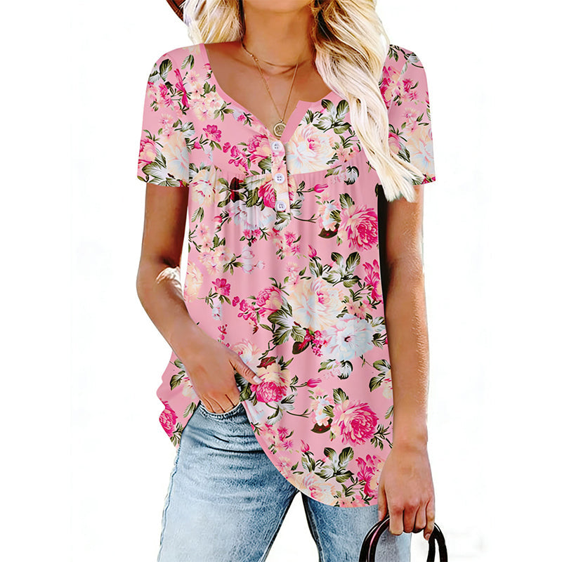 🌷👕 Női virágmintás lebegő gombos póló, légáteresztő anyag! 💐