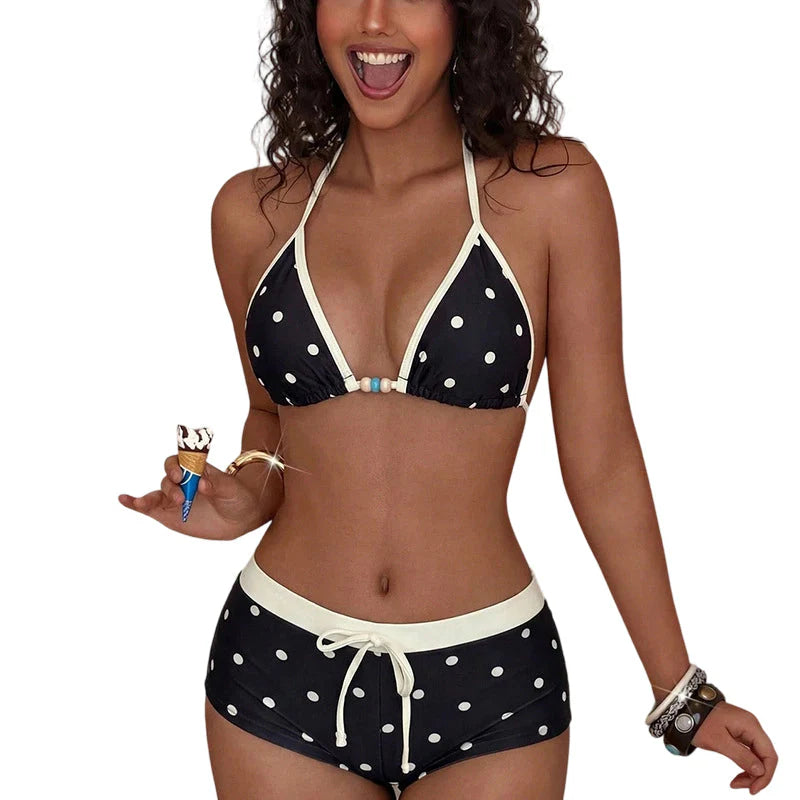 👙 Pöttyös bikini nyakpánttal
