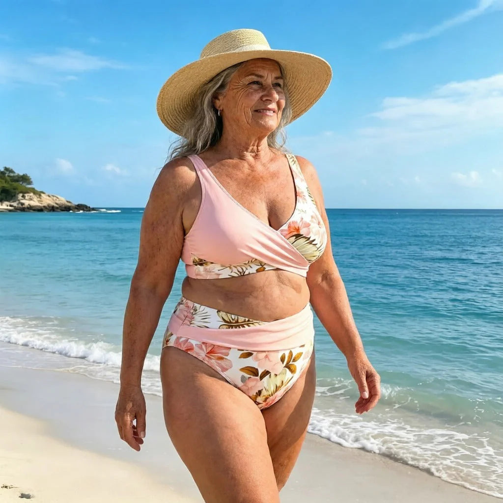 🌺👙 Magas Dereki Virágmintás Bikini, Tökéletes Alakkialakítás Raktáron! 🌼