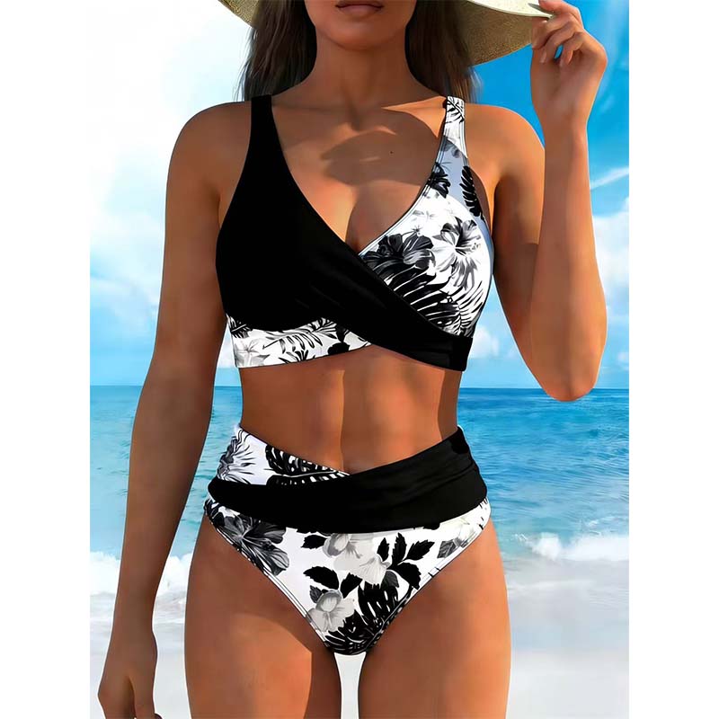 🌺👙 Magas Dereki Virágmintás Bikini, Tökéletes Alakkialakítás Raktáron! 🌼