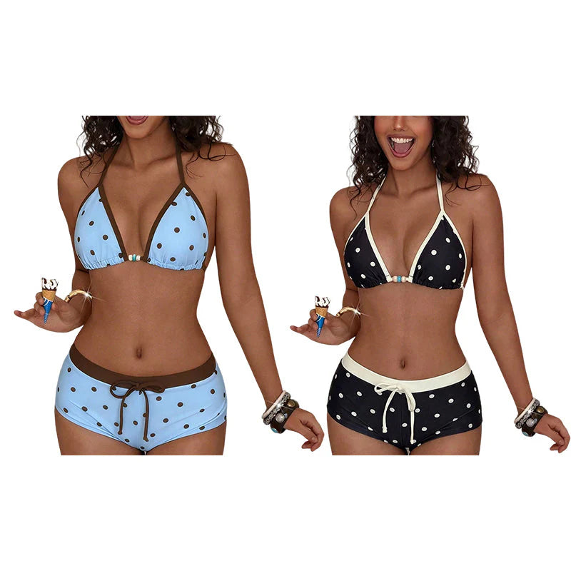 👙 Pöttyös bikini nyakpánttal