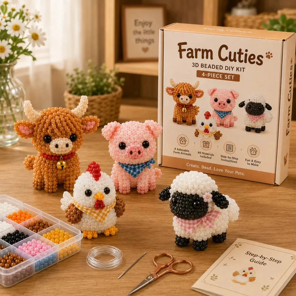 🧶🐾 Bébi állatos 3D gyöngy kézműves szett, kreatív alkotáshoz! ✨