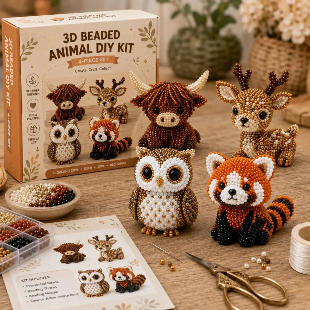 🧶🐾 Bébi állatos 3D gyöngy kézműves szett, kreatív alkotáshoz! ✨