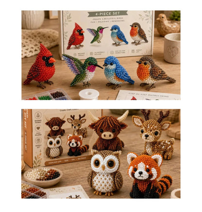 🧶🐾 Bébi állatos 3D gyöngy kézműves szett, kreatív alkotáshoz! ✨