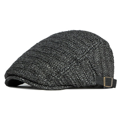 🧢 Szövött szalmastílusú lapos sapka