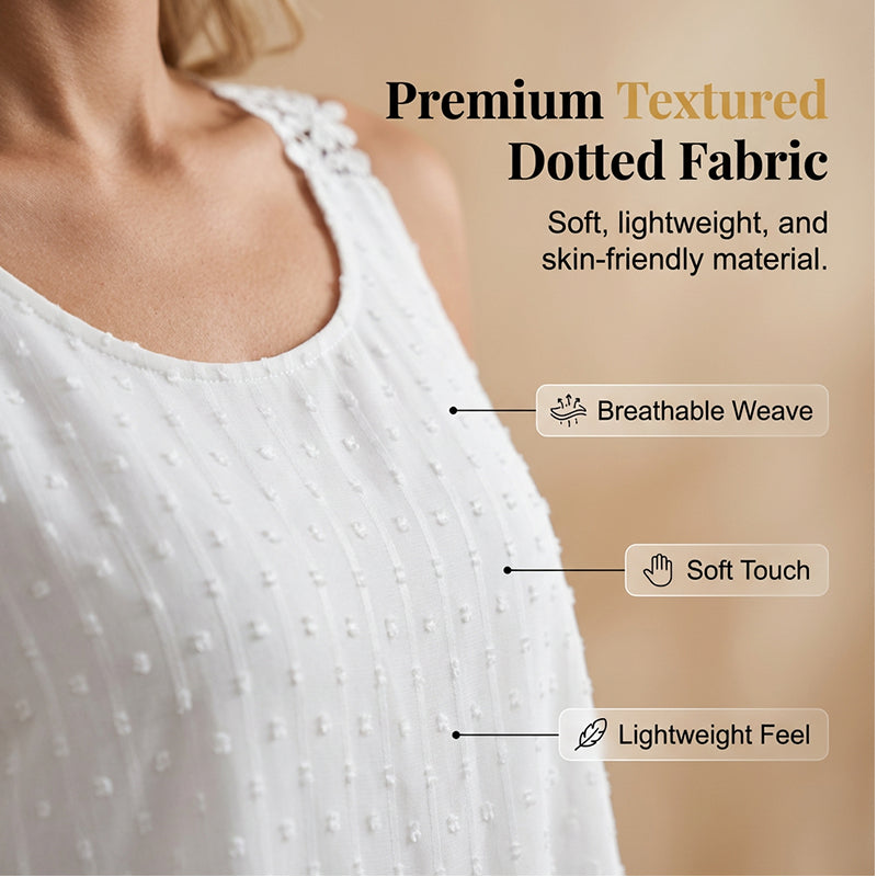 💃🎀 Elegant Dot Lace Strap Tank Top, Soft & Breathable Daily Wear 👚✨