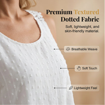 💃🎀 Elegant Dot Lace Strap Tank Top, Soft & Breathable Daily Wear 👚✨