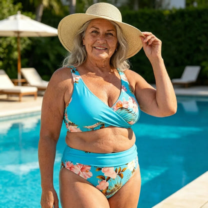 🌺👙 Magas Dereki Virágmintás Bikini, Tökéletes Alakkialakítás Raktáron! 🌼