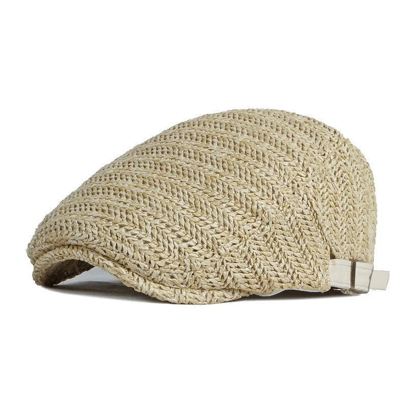 🧢 Szövött szalmastílusú lapos sapka
